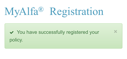 MyAlfa successful registration